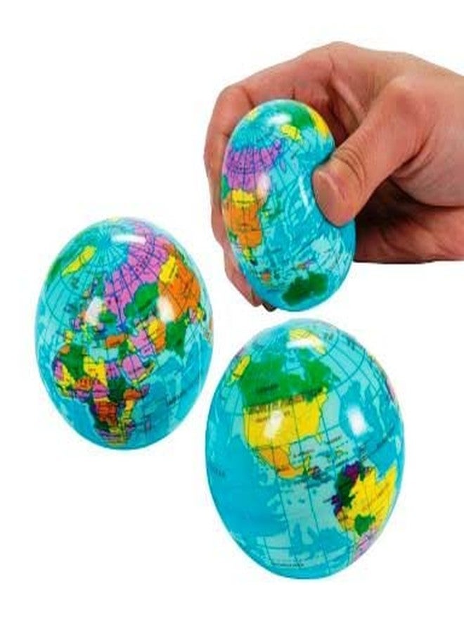 FULLFILLS 4 Pcs 4 Inch Globe Printed Soft Foam Sponge Stress Softball(World Map On This Ball) (Pack Of 4 Pcs), Multicolour - Image 1